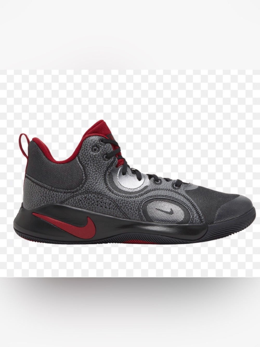 Nike Men’s Size 7.5 Fly By Mid 2 CU3503-005 Gray & Red Basketball Shoes